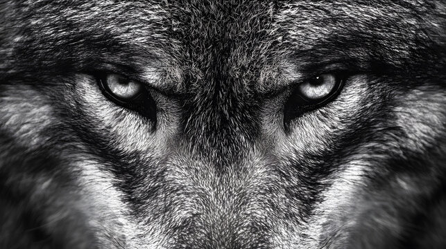 A look straight into your soul of a severe wolf female. Menacing expression of the young, two year old, european wolf, very beautiful animal and extreamly dangerous beast.