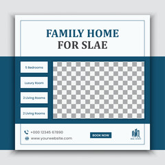 Family house for sale social media post or banner template