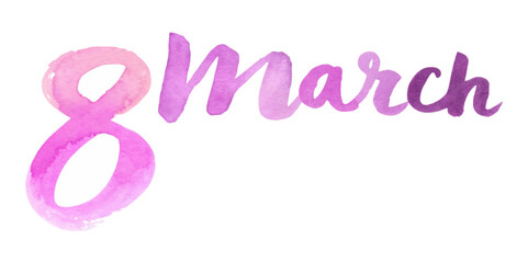 Watercolor design, March 8, International Women's Day, vibrant colors, artistic lettering, celebration theme.