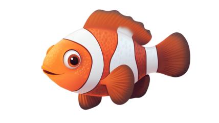 Clown fish isolated on transparent background. cartoon style