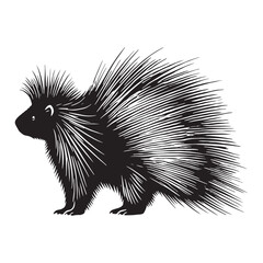 Detailed porcupine silhouette for versatile artistic use - Porcupine black vector
