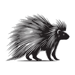 Detailed porcupine silhouette for versatile media designs - Porcupine black vector
