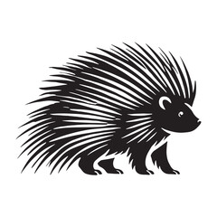 Bold porcupine silhouette for innovative design purposes - Porcupine black vector
