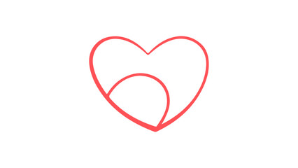 red heart isolated on white, red heart outline vector illustration