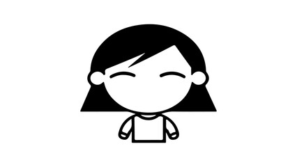 simple vector outline illustration of a girl, girl icon symbol simple vector illustration, schoolgirl simple icon sign