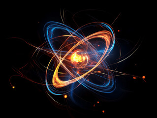 Fototapeta premium Dynamic atomic energy visuals abstract space digital art infinity background macro view quantum concepts for science enthusiasts