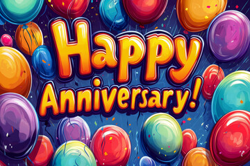 Happy anniversary colorful celebration illustration with balloons.