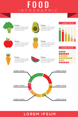 Flat design vegetarian and fruits infographic design