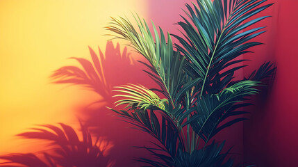 Palm Leaves Cast Shadows on Walls