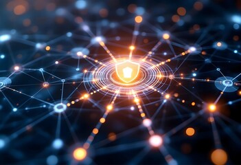 Obraz premium Cybersecurity Network Shield: A Visual Representation of Protection