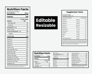 Supplement facts and vitamin facts template ,nutrition facts template design