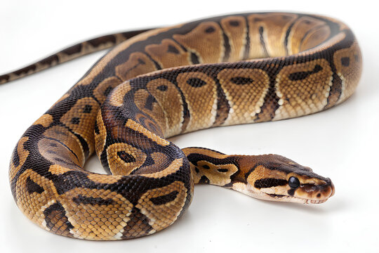 Ball python snake on isolated white background.png