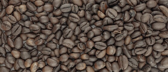Close-up of roasted coffee beans texture.