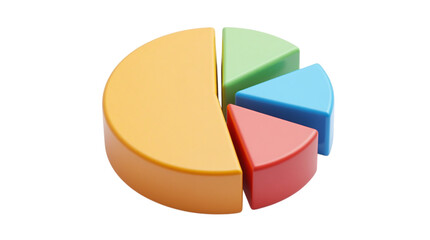 Obraz premium Colorful 3D Pie Chart Cut Out Transparent Background PNG.