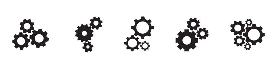 Gear wheel icon set. Simple Gear wheel collection. Cogwheel. Gear icons. Vector Illustration. EPS 10