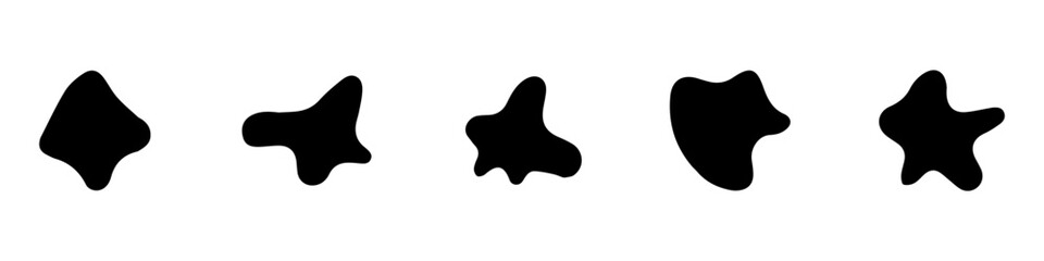 Blob shape organic, vector illustration set. Collection from abstract forms for design and paint. Liquid silhouette drop in modern style. Basic stains isolated elements on white background