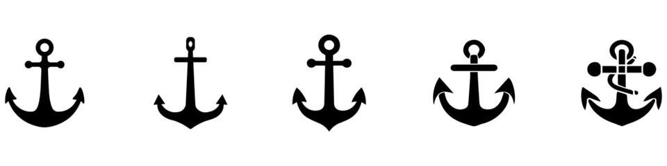 Anchors icon set. Nautical signs. Anchor icon. Anchor Flat icon symbol Vector. Anchor icon set. Anchor symbol set. Vector Illustration. Vector Graphic. EPS 10