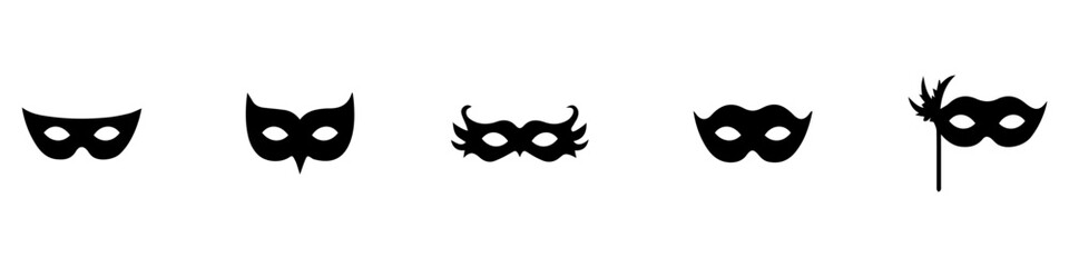 Masquerade icon vector set. Mask illustration sign collection. Carnival symbol. Carnival mask logo. Vector Illustration. Vector Graphic. EPS 10
