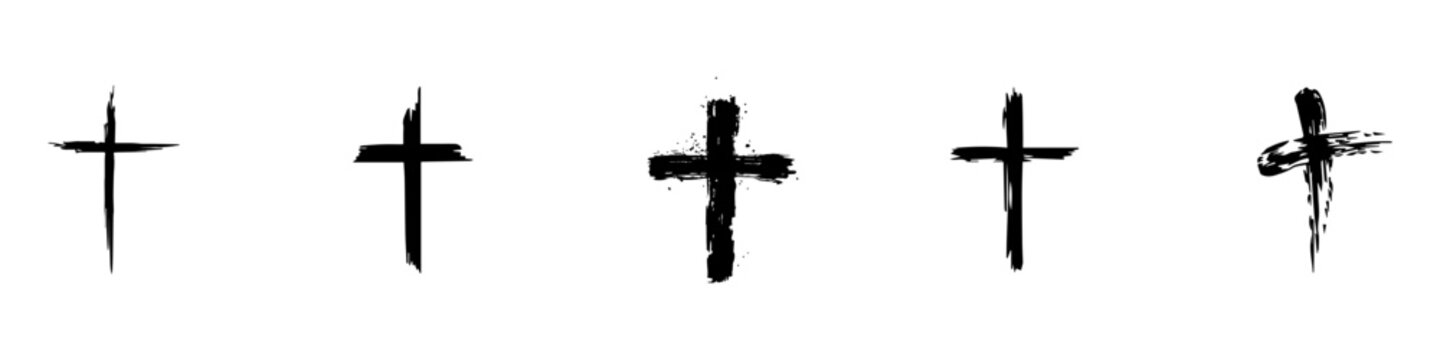 Christian cross icon set. Christian cross icon collection. Vector illustration. EPS 10