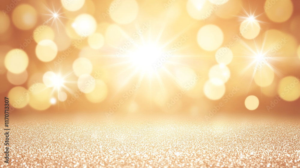 Wall mural golden bokeh lights with sparkling background