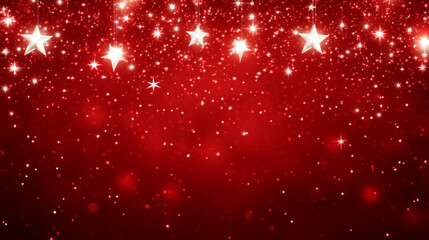 Sparkling stars on festive red background