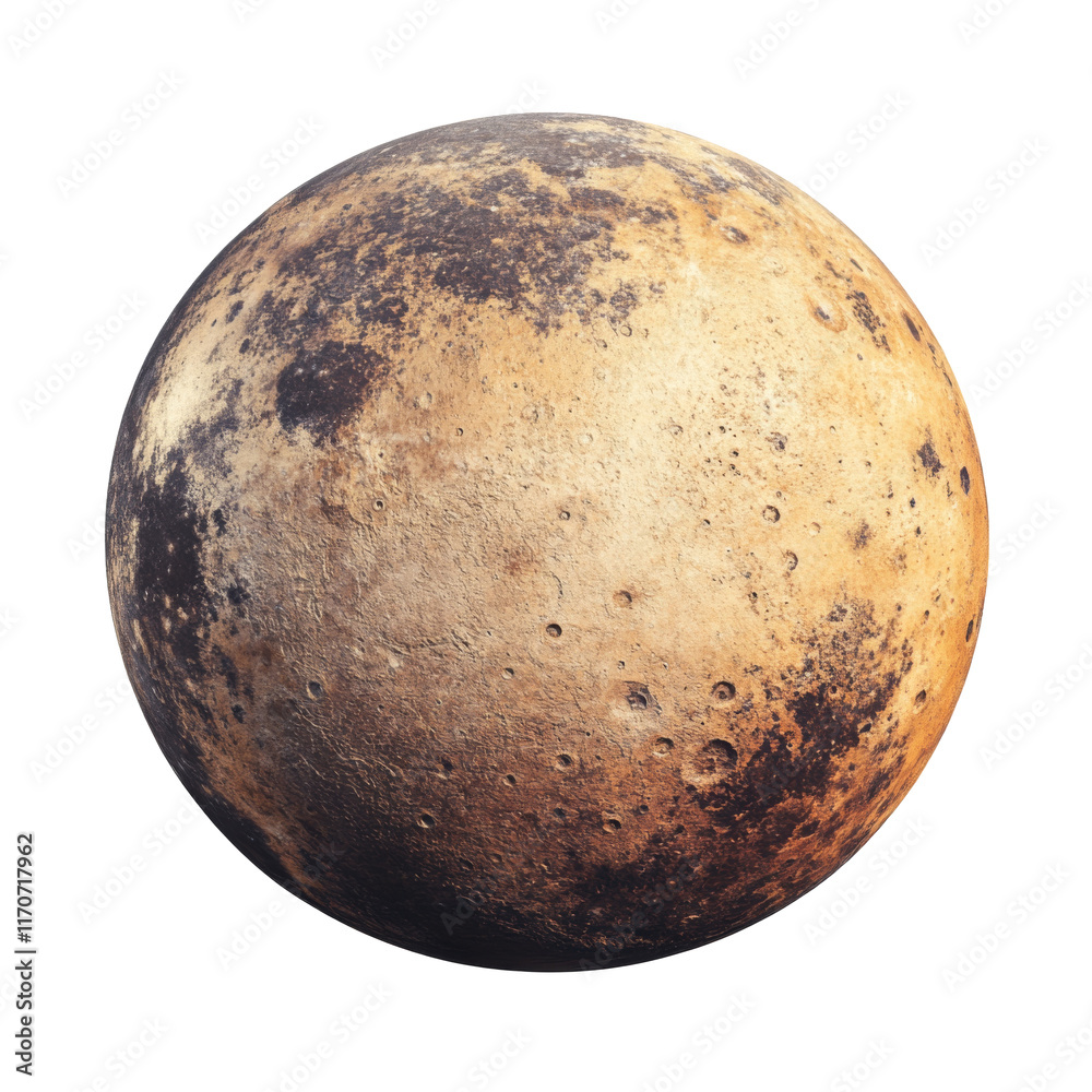 Wall mural detailed mercury planet with craters and rocky surface isolated on white background. celestial body 