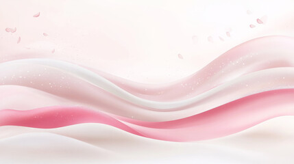 Soft pink and white abstract waves with petals
