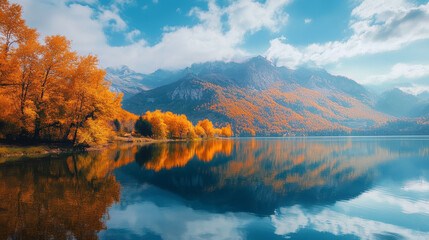  "Autumn Reflections: A Stunning Lake View in Full Fall Color"