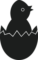 Baby Chick Hatching from Egg Silhouette Vector Illustration