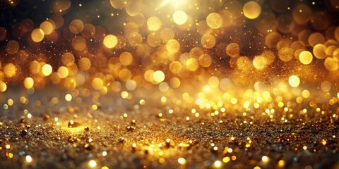 Surreal Gold Glitter Bokeh Background for Magical Atmosphere, Sparkling Elegance, and Dreamy Aesthetic in Creative Photography Projects