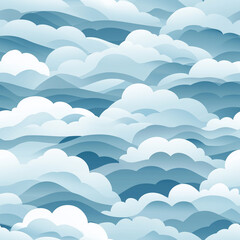Chinese Cloud Motifs Serene abstract illustration of layered clouds in various shades of blue, creating a tranquil and calming atmosphere.
