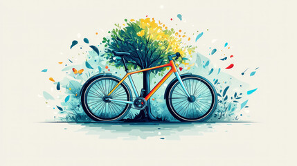 Fototapeta premium Bicycle with colorful tree.