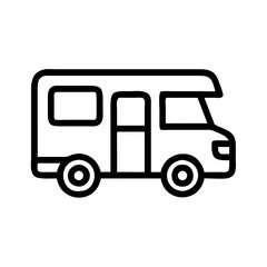motor home black line vector icon