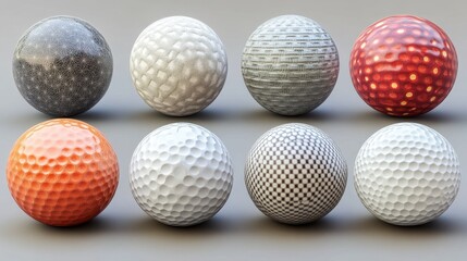 Unique golf ball designs showcasing creativity and craftsmanship on a neutral backdrop. Generative AI