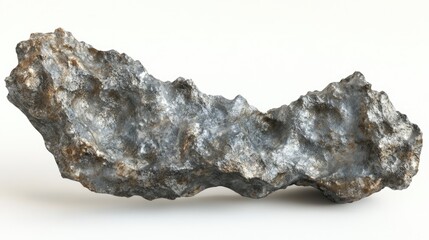 A rough, metallic-looking rock with an irregular surface and grayish tones.
