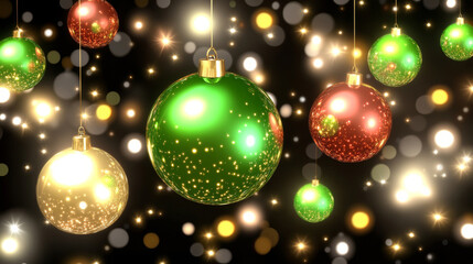 Festive ornaments with sparkling lights