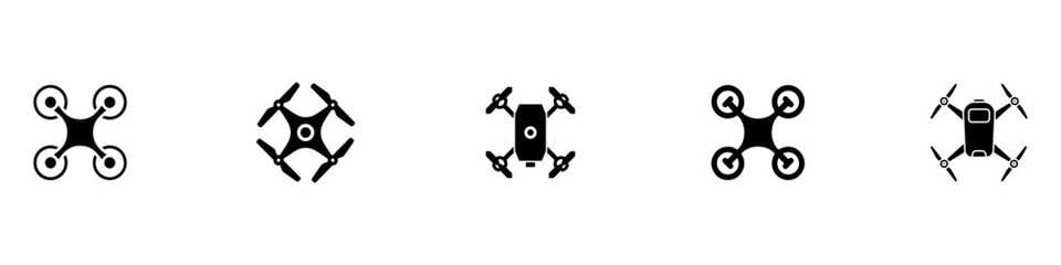 Fototapeta premium Drone, Quadrocopter icon set. Technology devices set. Drone silhouette icon. Vector Illustration. Vector Graphic. EPS 10