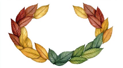 Obraz premium Autumn Leaves Wreath - Watercolor Floral Frame