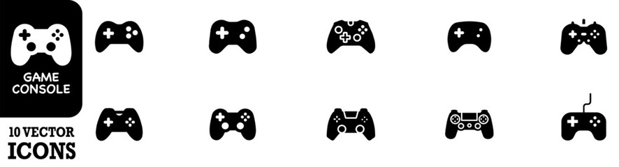 Gaming controller icon set. Silhouette style. Game console. Joystick icon collections. Gamepad icon set. Video game controller, joystick, console icon. Vector Illustration. Vector Graphic. EPS 10 © Yana