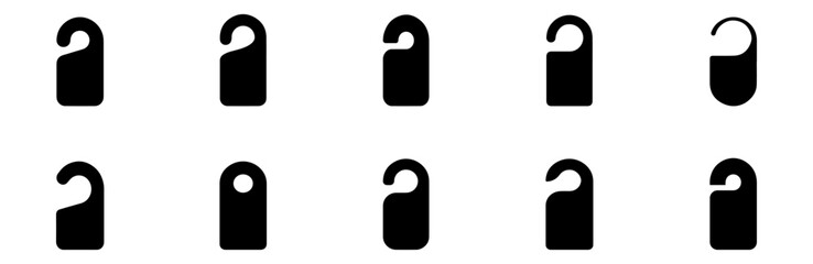 Hotel door hanger tags outline template icon signs set flat style design vector illustration. Empty door flyer or do not disturb mockup isolated on white background. do not disturb. EPS 10