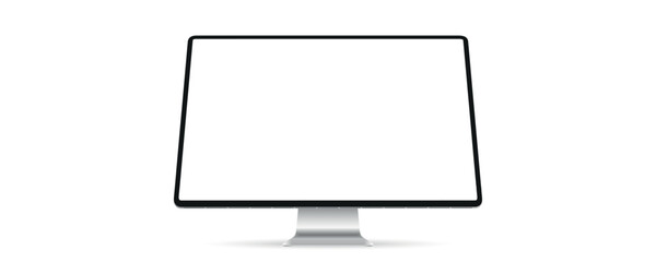 Computer monitor mockup. Computer monitor display with empty screen isolated on transparent background.