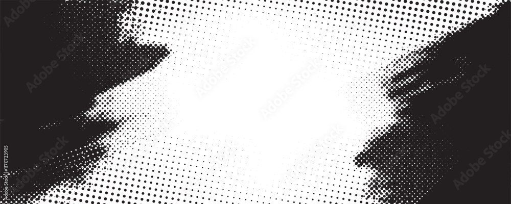 Poster Dots halftone pattern gradient grunge texture background. Dots Grunge Textured Abstract Background