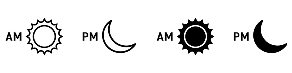 AM and PM symbol icon. Vector Illustration. Vector Graphic. EPS 10