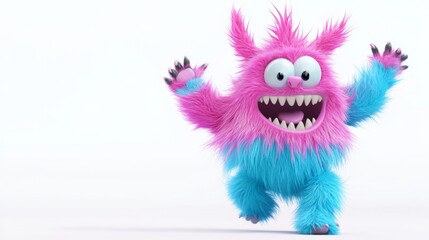 Fototapeta premium Playful Pink and Blue Fluffy Monster Design