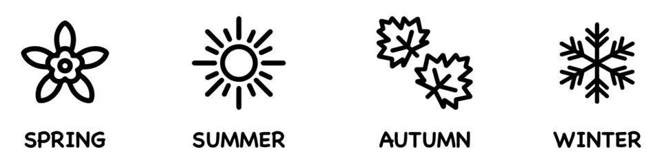 Set of season icon, winter spring summer autumn illustration. Vector Illustration. Vector Graphic. EPS 10	