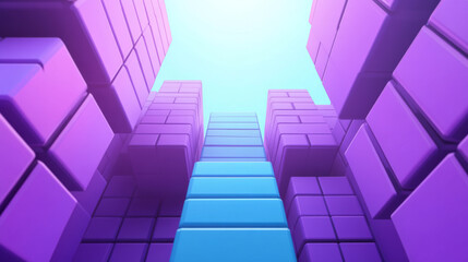 Fototapeta premium Purple and blue abstract geometric blocks background