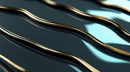 Abstract wavy lines on reflective surface