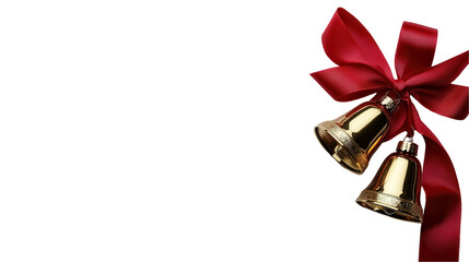 Elegant Christmas bells with red bow decoration. transparent background