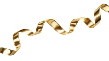 Elegant gold ribbon for decoration and design. transparent background
