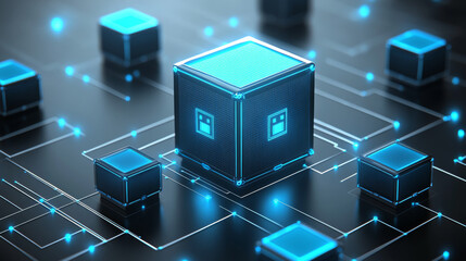 Futuristic digital blockchain network concept